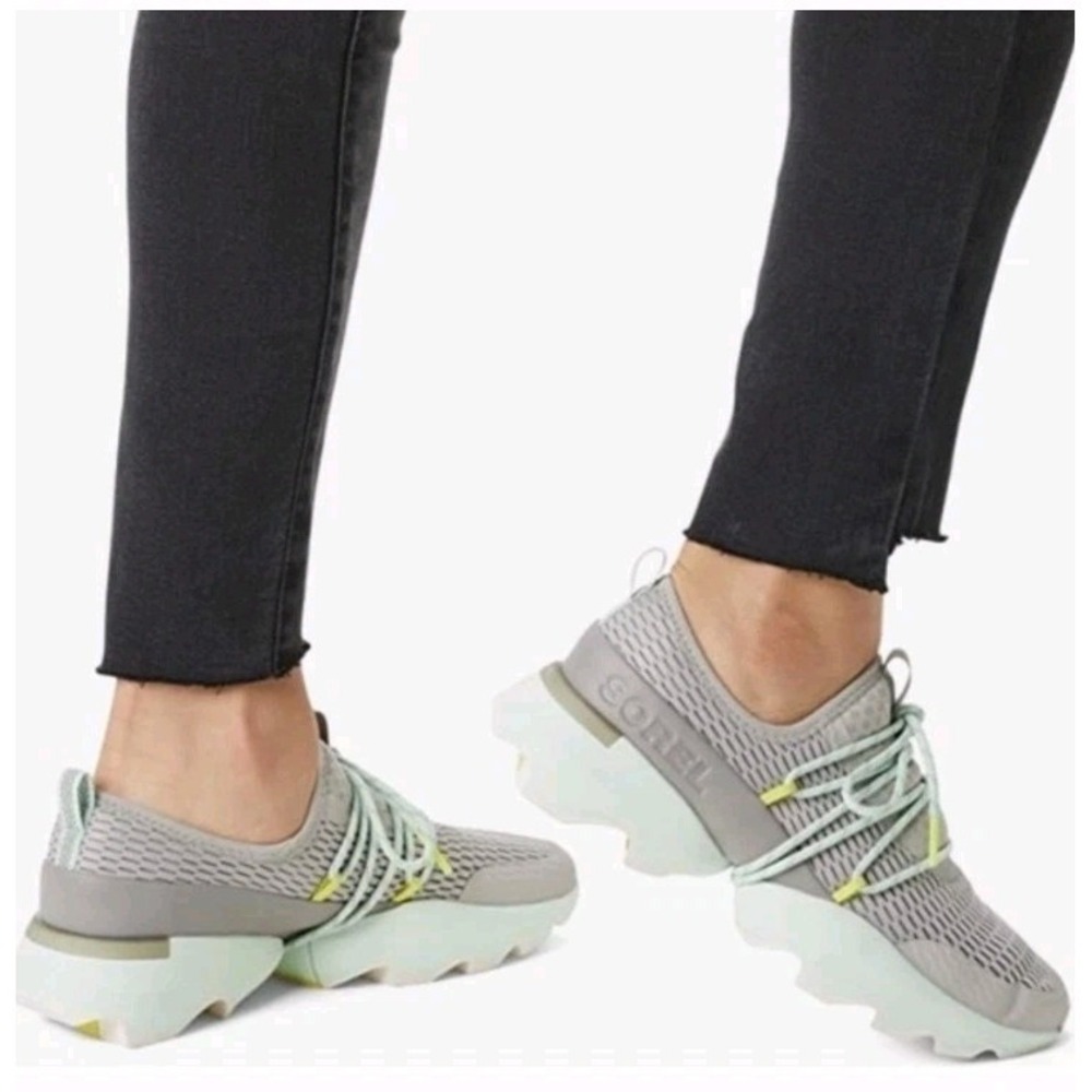 Sorel Kinetic Impact‎ Lace Dark Gray Mint Gray Sneakers Shoes US Women's 9